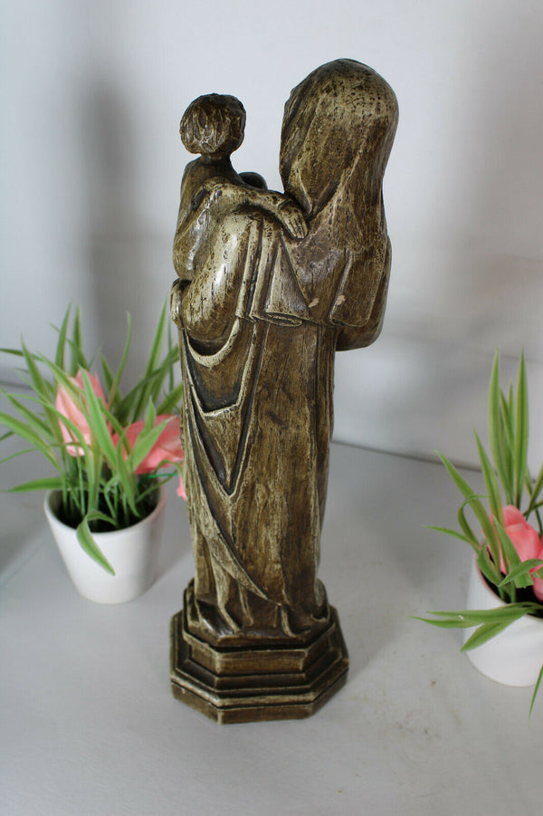 Antique French chalkware madonna figurine statue