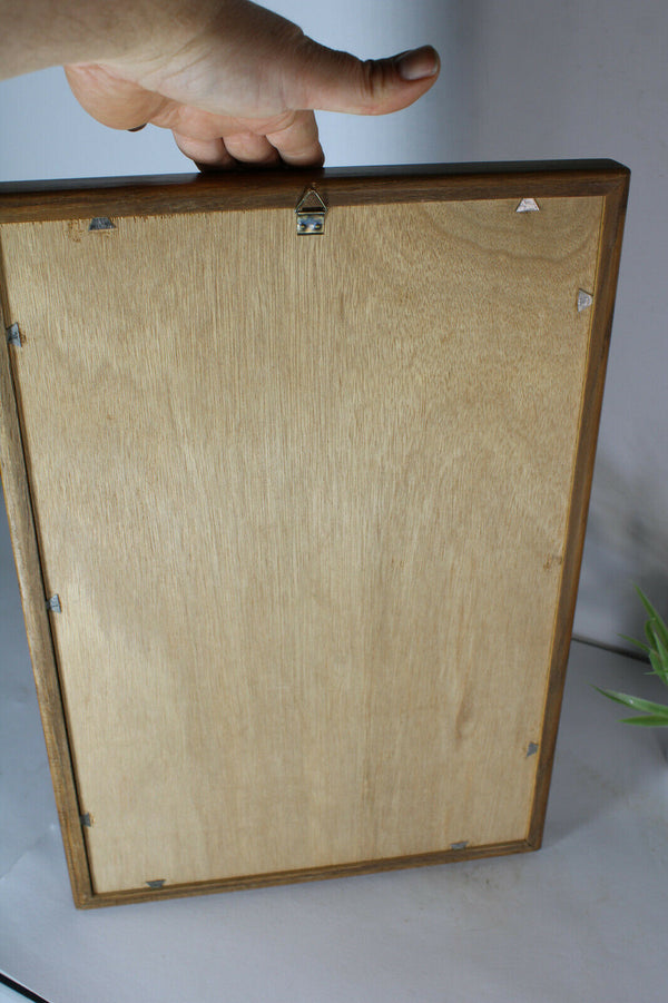 Vintage delft pottery blue white tiles panel