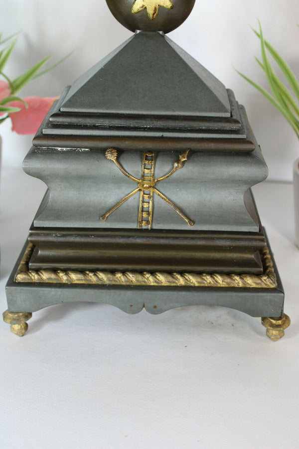 Antique Large French Metal Altar crucifix snake religious