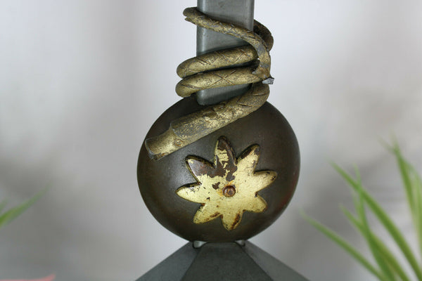 Antique Large French Metal Altar crucifix snake religious