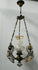 Antique Art nouveau ornaments brass pendant lamp chandelier etched glass