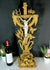 XL antique french altar wood carved crucifix bisque porcelain corpus christ