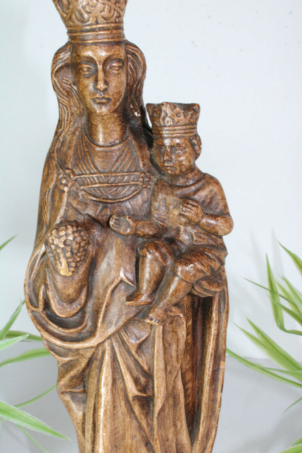Antique chalkware our lady of tongeren grapes statue figurine religious