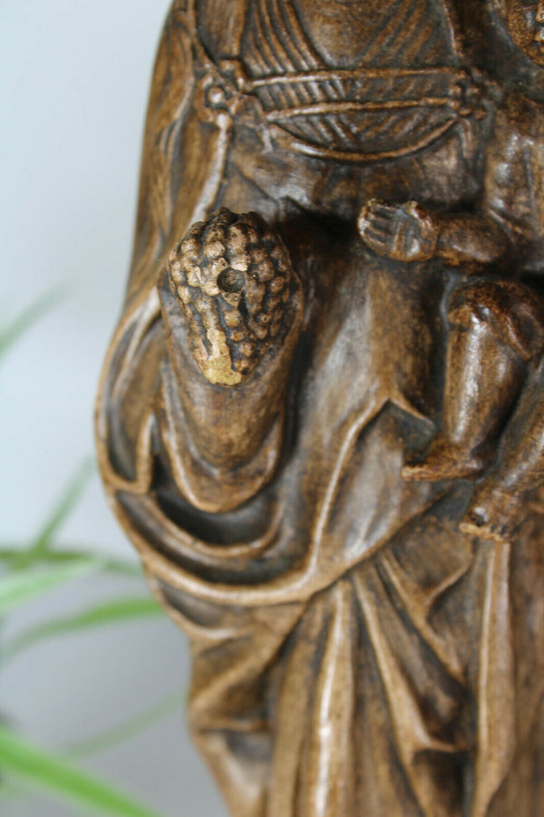 Antique chalkware our lady of tongeren grapes statue figurine religious