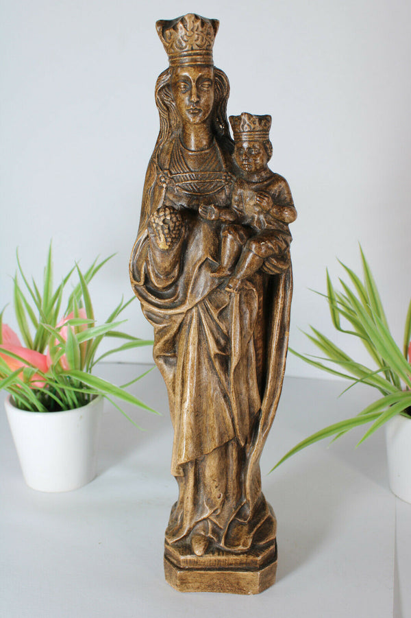 Antique chalkware our lady of tongeren grapes statue figurine religious