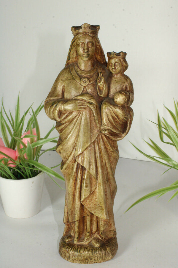 Antique chalkware madonna statue religious