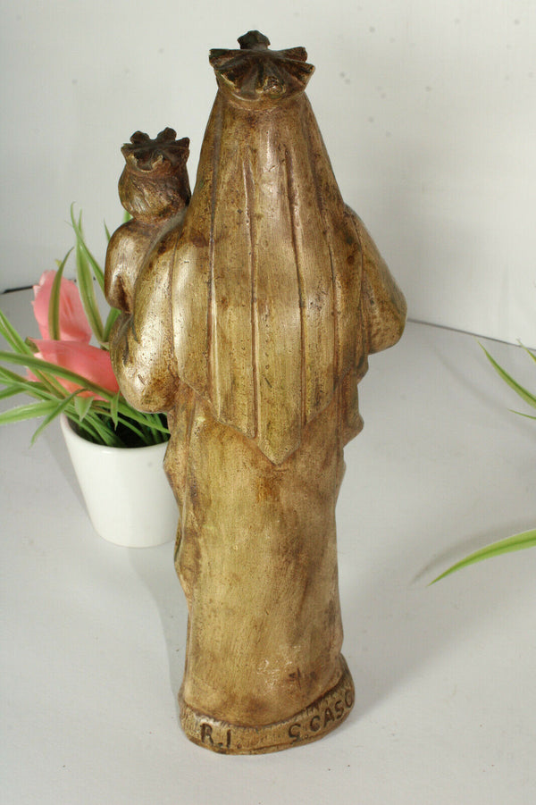 Antique chalkware madonna statue religious