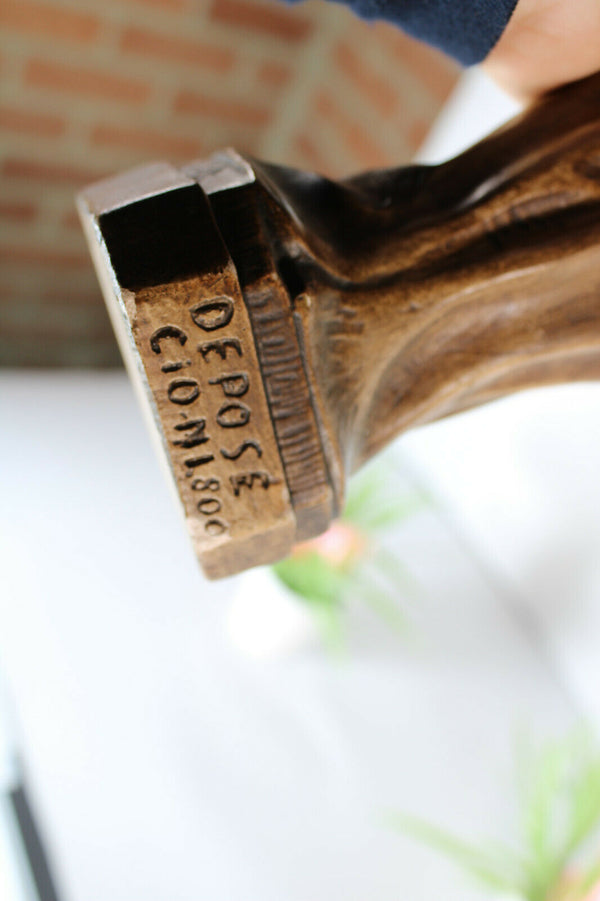 Antique chalkware our lady of tongeren grapes statue figurine religious