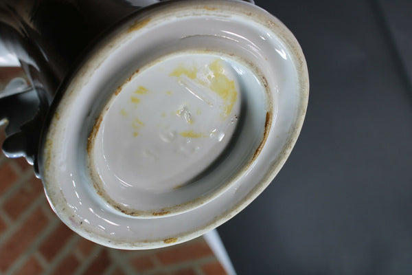 Antique pair vieux paris porcelain boy girl figural Floral vases 1900s