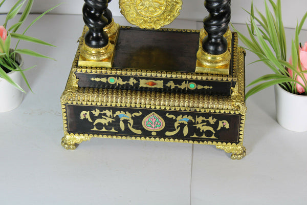 Antique napoleon III Wood inlay column clock