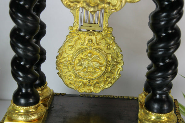 Antique napoleon III Wood inlay column clock