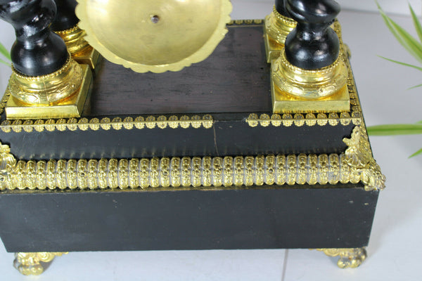 Antique napoleon III Wood inlay column clock