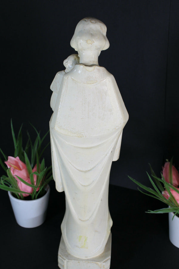 ART DECO signed CARLI chalk Statue saint joseph figurine