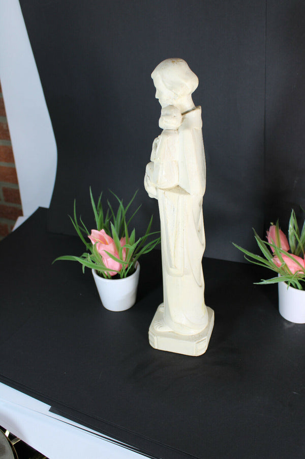 ART DECO signed CARLI chalk Statue saint joseph figurine