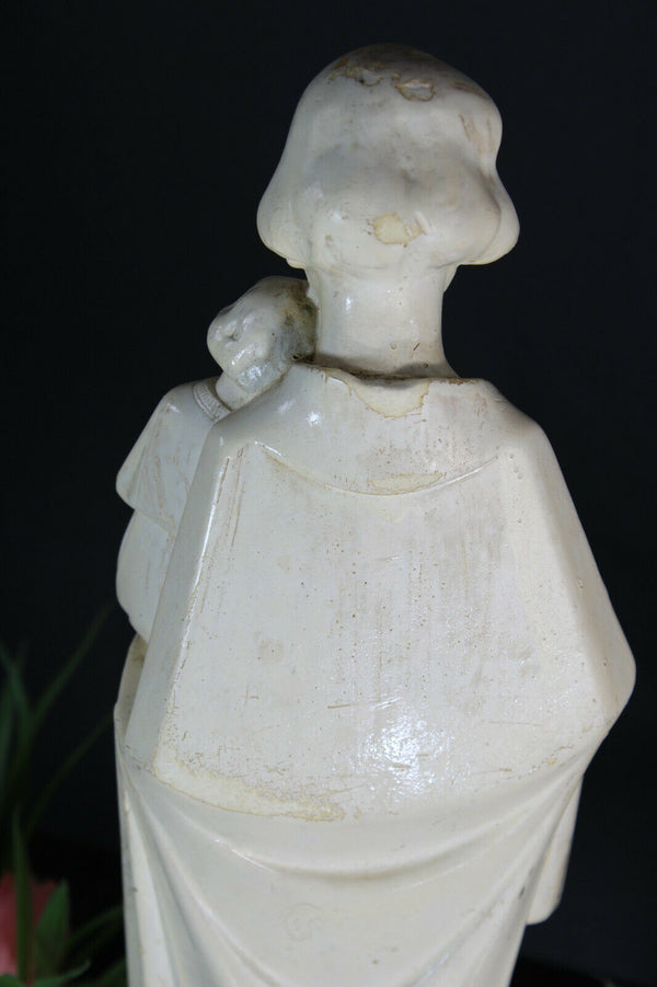 ART DECO signed CARLI chalk Statue saint joseph figurine