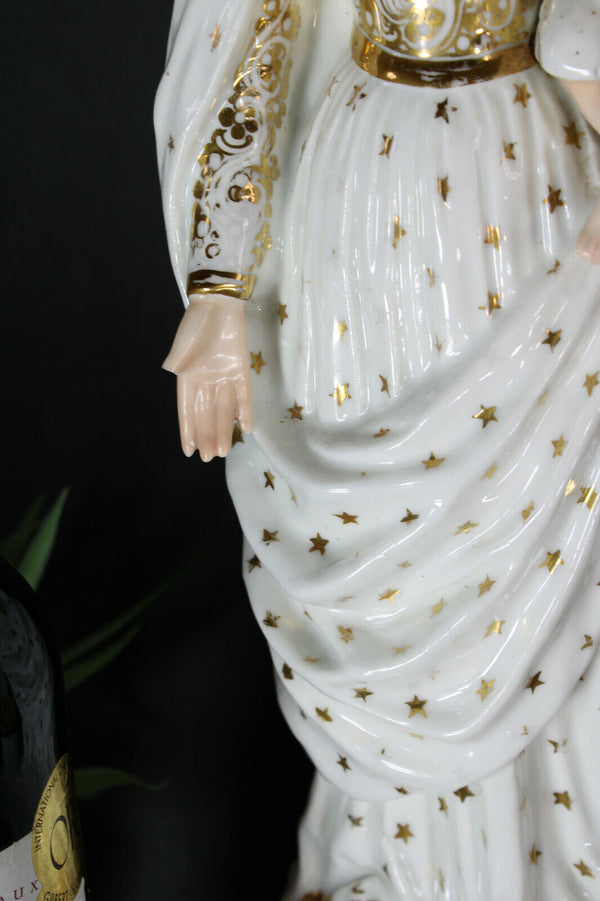 Antique Large Vieux paris porcelain madonna child figurine statue 19thc