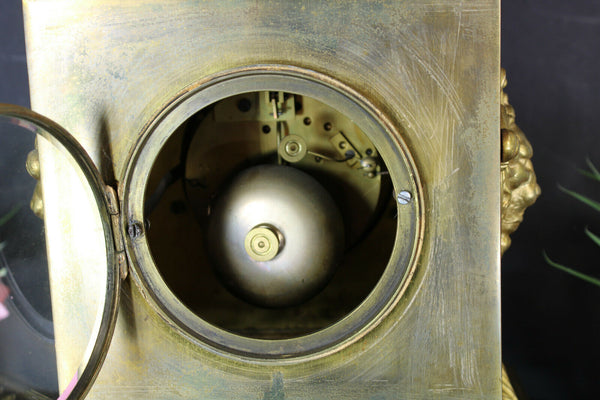 Antique bronze mantel clock lion head dragons