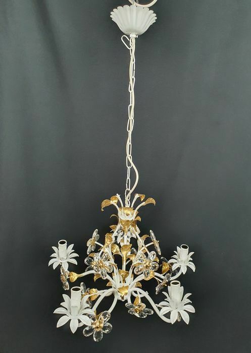 Hollywood regency italian banci daisy flower glass chandelier attr maison bagues