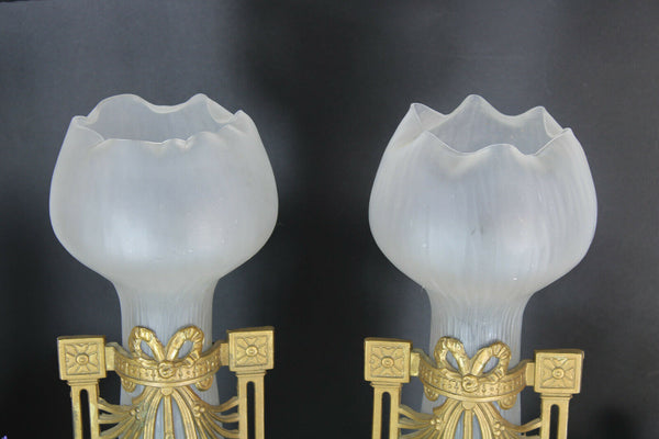 Art nouveau Kralik glass Floral Vases Rare