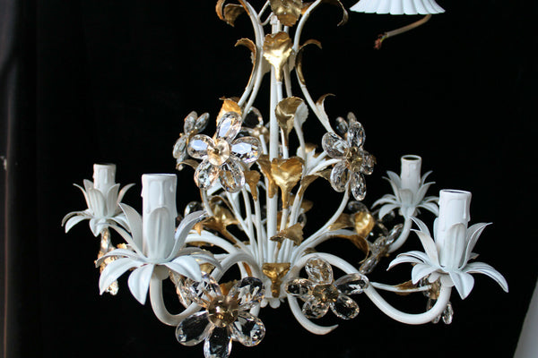 Hollywood regency italian banci daisy flower glass chandelier attr maison bagues
