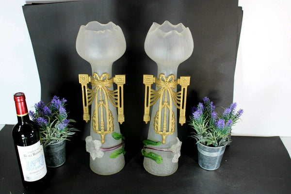Art nouveau Kralik glass Floral Vases Rare