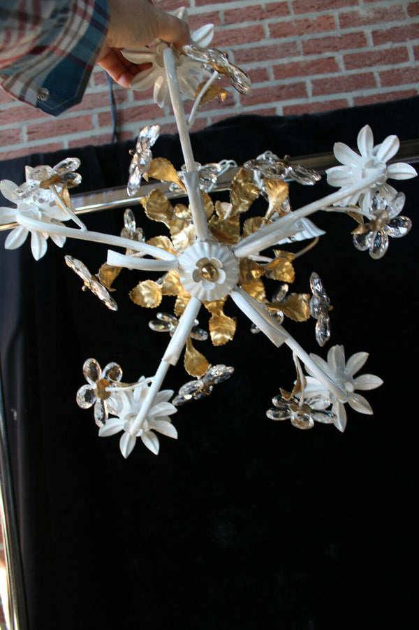 Hollywood regency italian banci daisy flower glass chandelier attr maison bagues
