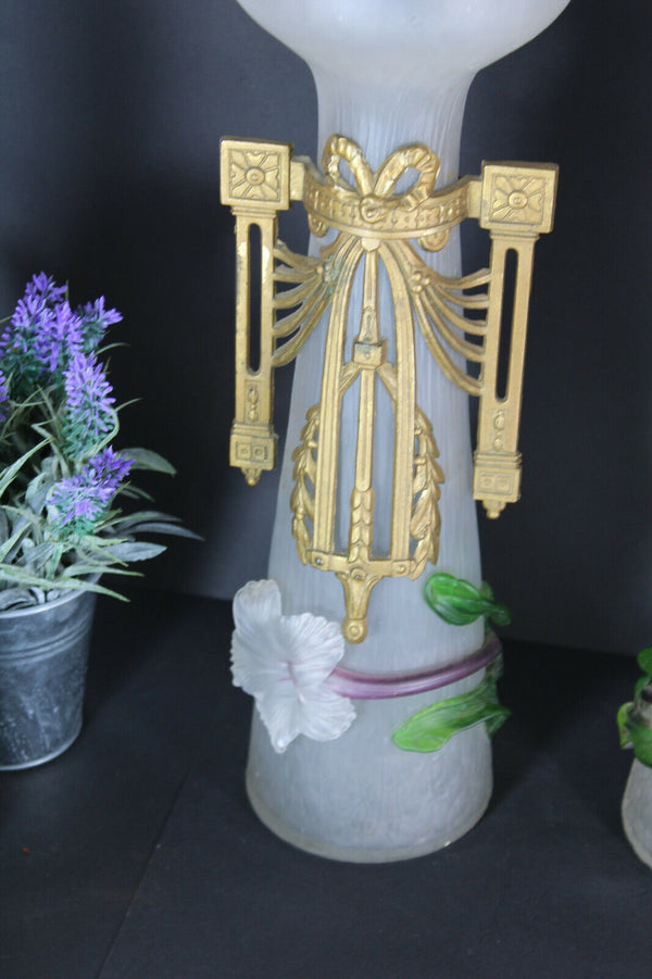 Art nouveau Kralik glass Floral Vases Rare