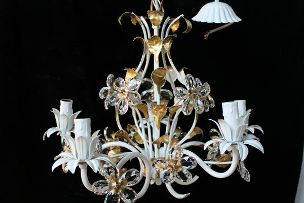 Hollywood regency italian banci daisy flower glass chandelier attr maison bagues