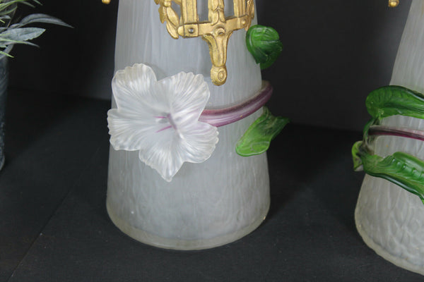 Art nouveau Kralik glass Floral Vases Rare