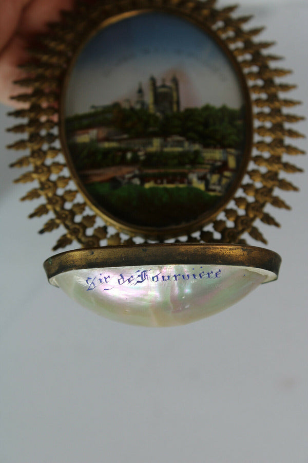 Antique mother pearl holy water font notre dame de Fourviere