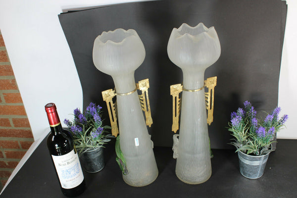 Art nouveau Kralik glass Floral Vases Rare