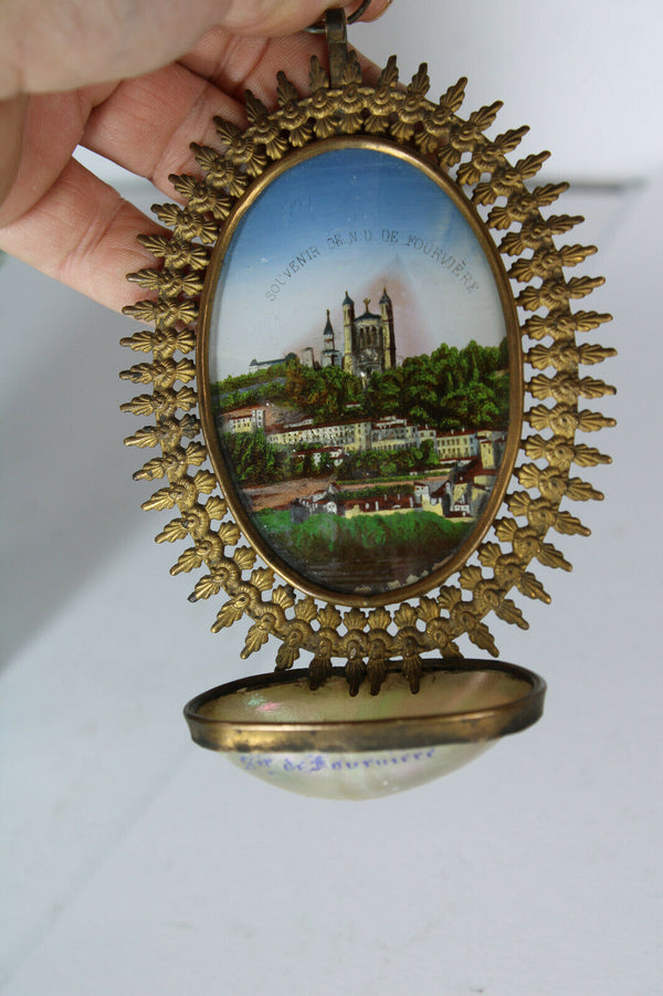 Antique mother pearl holy water font notre dame de Fourviere