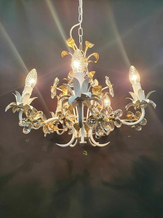 Hollywood regency italian banci daisy flower glass chandelier attr maison bagues