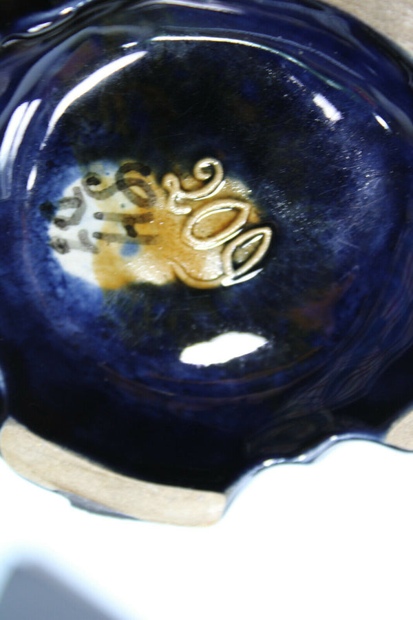 pair antique barbotine majolica Vases floral decor art nouveau