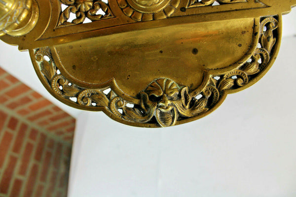 antique bronze satyr devil desk inwell Stamp figural monogram