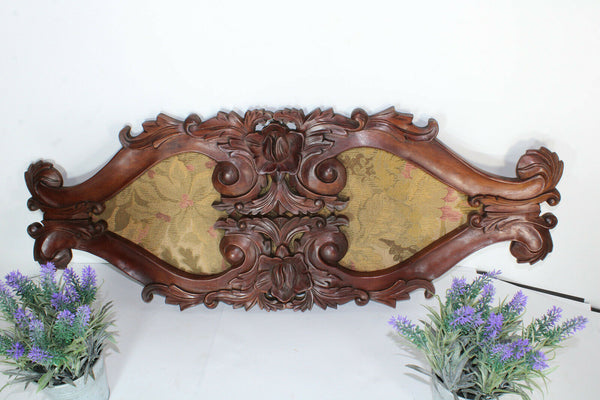 Antique black forest wood carved wall planel plaque