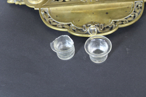 antique bronze satyr devil desk inwell Stamp figural monogram