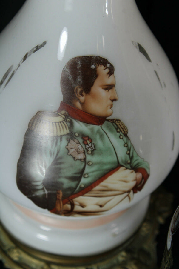 pair antique opaline glass napoleon josephine portrait table lamps