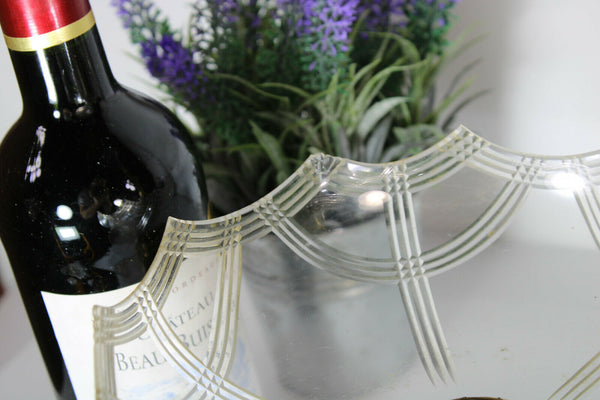 Antique art nouveau metal Centerpiece glass tray 1900s rare vase