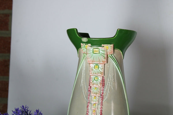 Art nouveau EICHWALD pottery mantel set vases marked