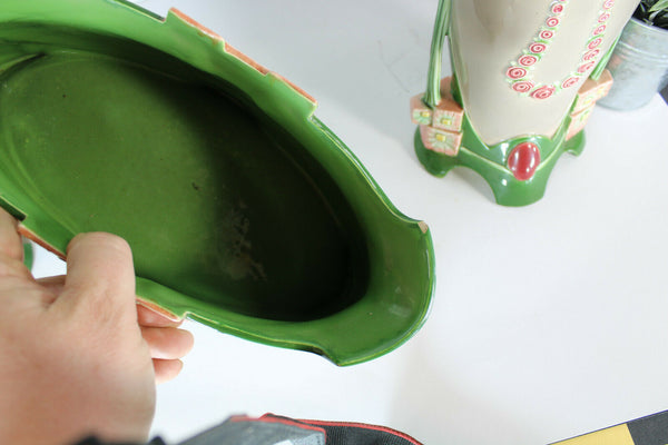 Art nouveau EICHWALD pottery mantel set vases marked