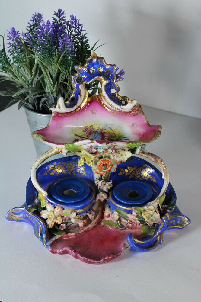 Antique 19thc vieux paris porcelain inkwell attr jacob petit