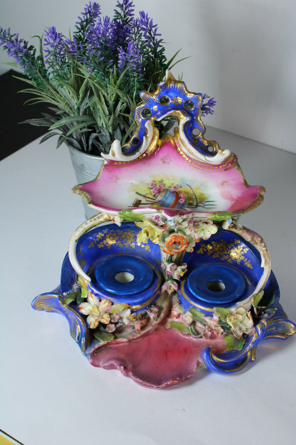Antique 19thc vieux paris porcelain inkwell attr jacob petit