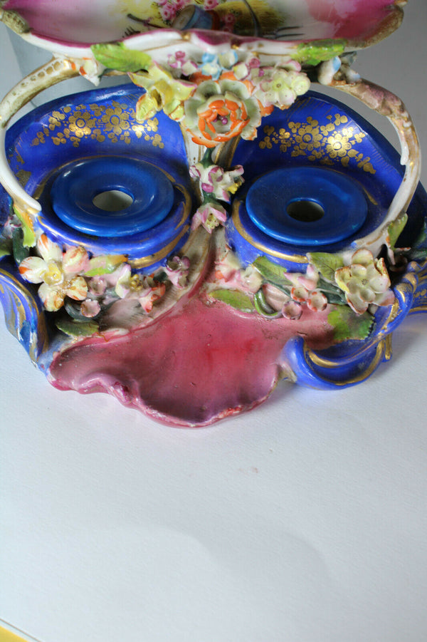 Antique 19thc vieux paris porcelain inkwell attr jacob petit