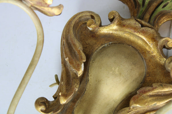 vintage italian large wood carved Wall light sconces