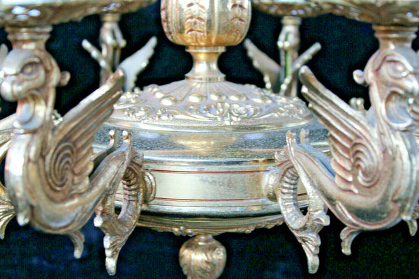 Vintage bronze brass castle Gothic dragons chandelier lamp