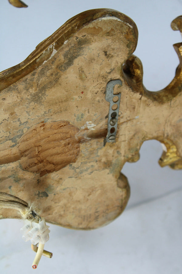 vintage italian large wood carved Wall light sconces