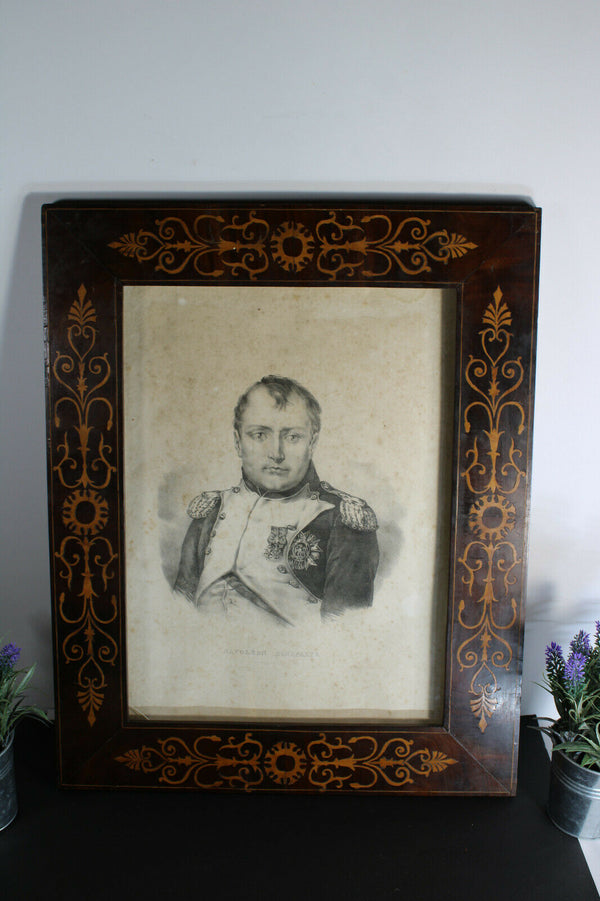Antique CHARLES X wood frame Napoleon portrait litho