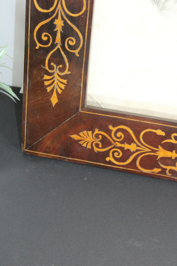 Antique CHARLES X wood frame Napoleon portrait litho