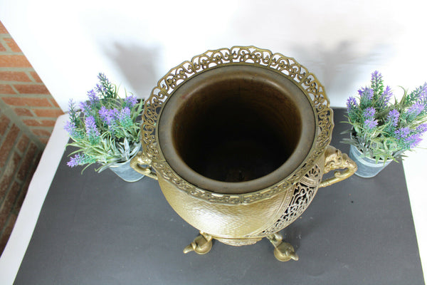 Antique chinese meiji Bronze jardiniere planter dragons heads